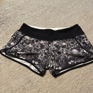 Lululemon Athletica Black Floral Athletic Shorts